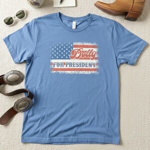 Dolly For President Women’s t-Shirt red white and blue XL Dolly Parton USA